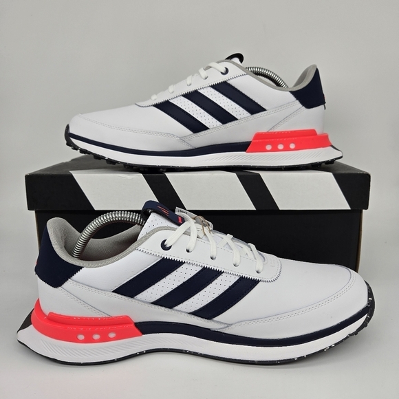 New adidas S2G 24 Leather Spikeless Golf White Navy Red Men\'s Shoes Size 11 main image 4